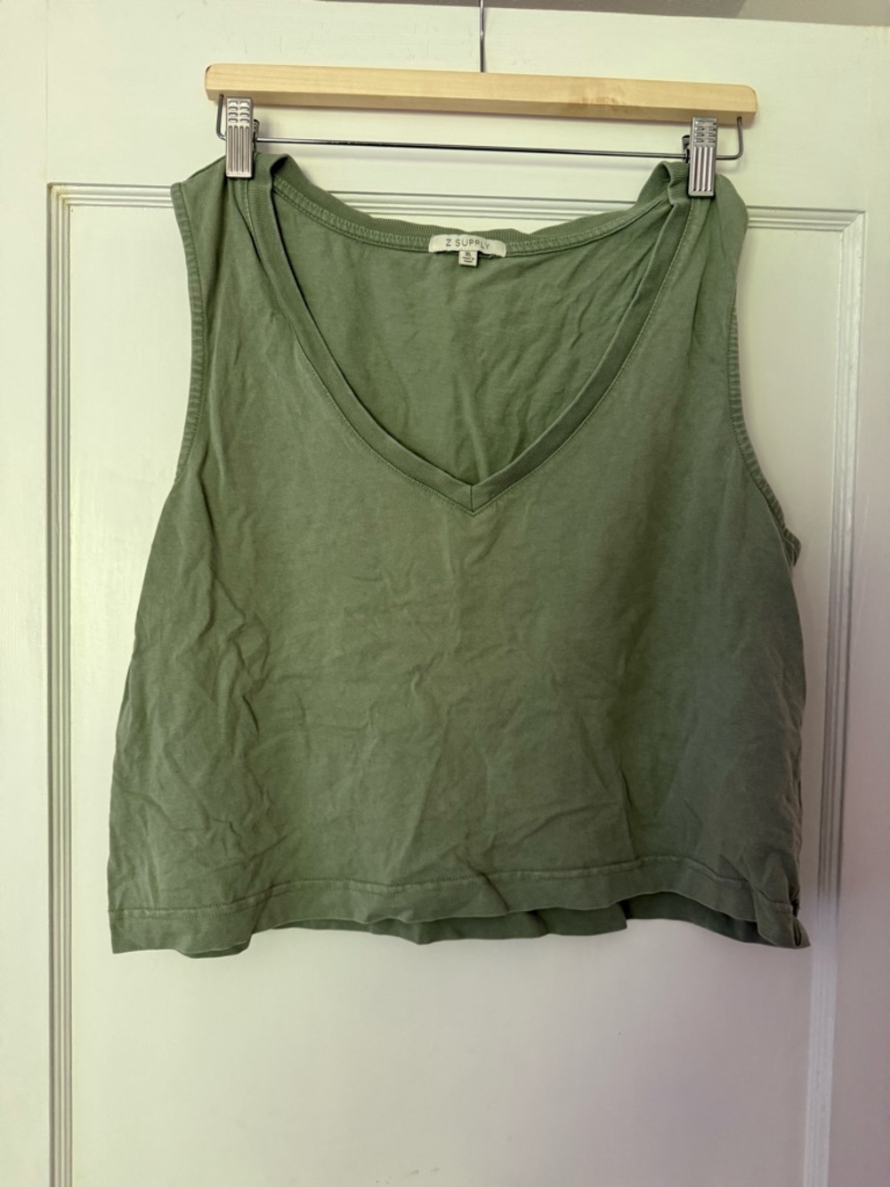 Z Supply Olive V-Neck Cropped Tank and wide leg pants set